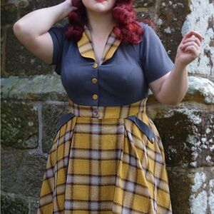 NWT Miss Candyfloss Isolde Sun Tartan Pinup Dress: M (fits large)‎ 
